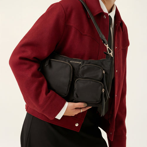 Black Theon Multipocket Shoulder Bag