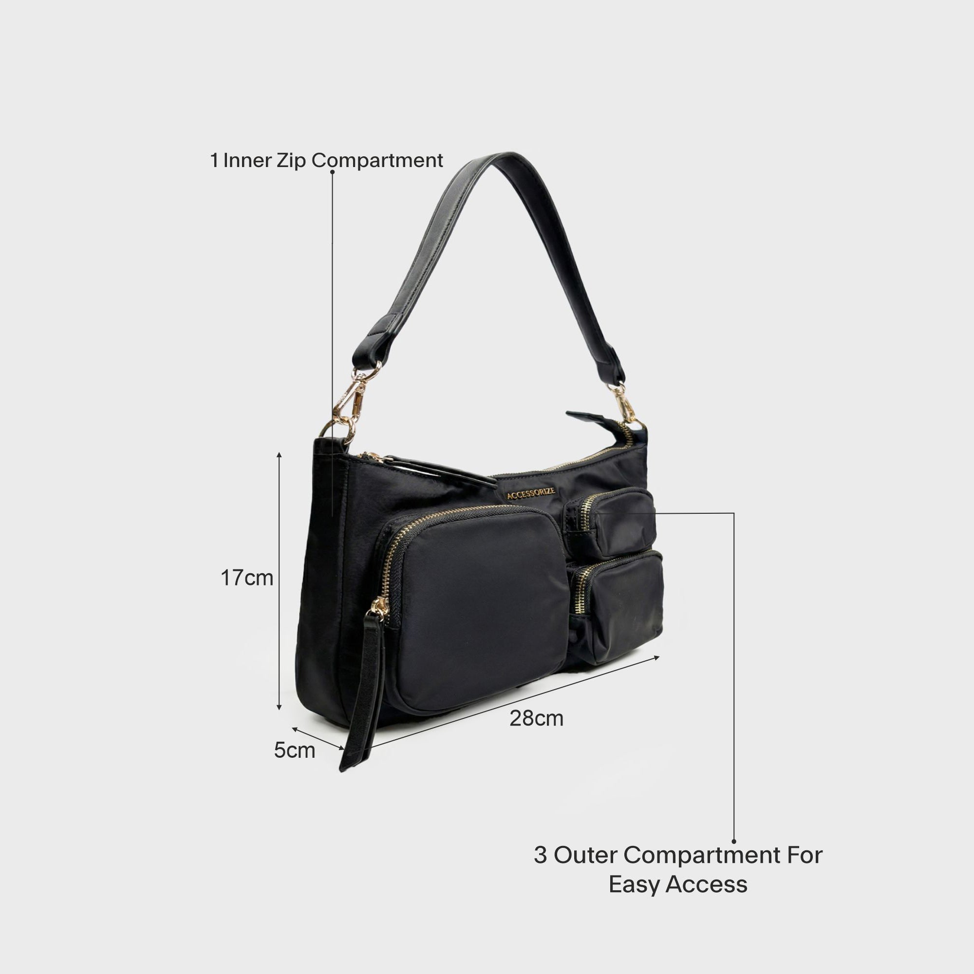 Black Theon Multipocket Shoulder Bag
