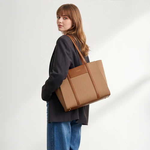 Brown Structured Tote Bag