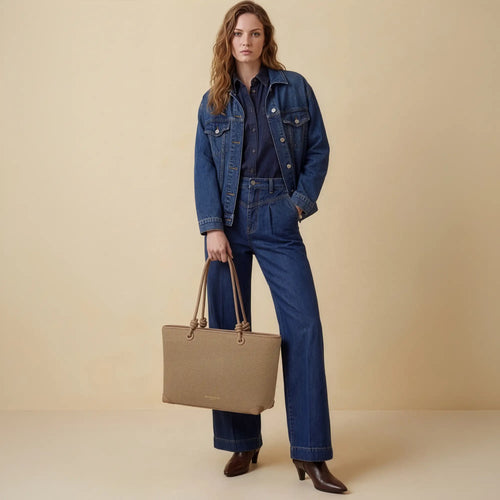 Beige Terra Structured Tote Bag