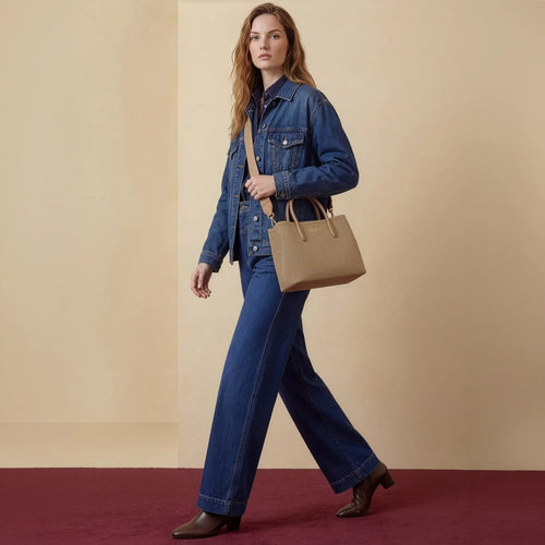Beige Terra Structured Satchel Bag