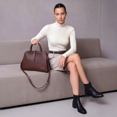 Brown Uptown Buckle Detail Satchel