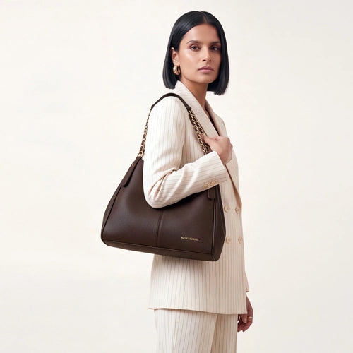 Brown Kat Multi Compartment Shoulder Bag