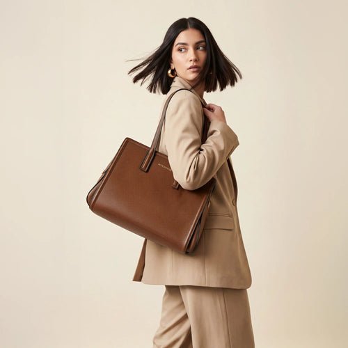 Accessorize London Women's Brown Triple Compartment Lexi Shoulder Bag