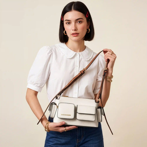White Fezco Multi Pocket Sling Bag