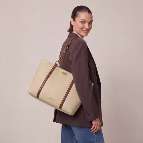 Beige Ash Multi Compartment Shoulder Bag
