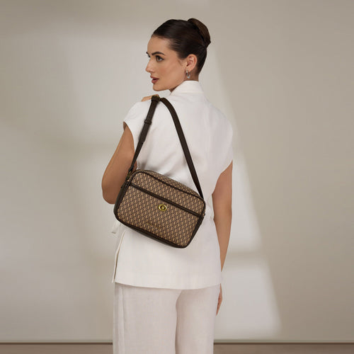 Brown Monogram Printed Sling Bag