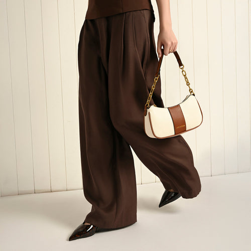 Cream & Tan Bliss Chain Shoulder Bag
