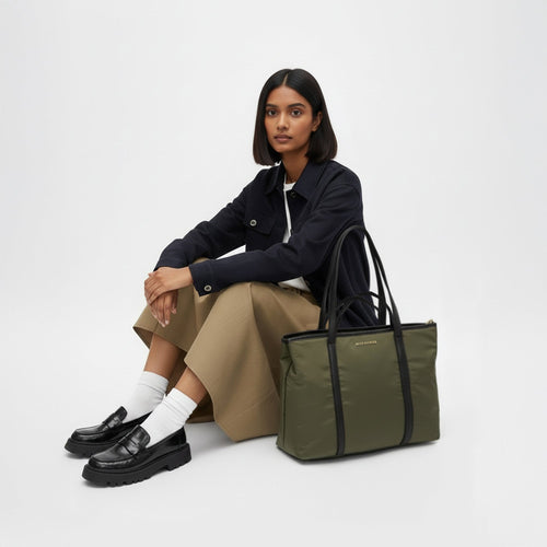 Olive Green Kris Nylon Work Tote