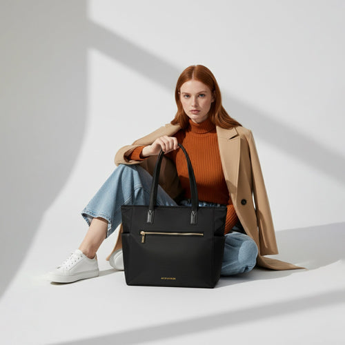 Black Kimberly Nylon Zippered Tote