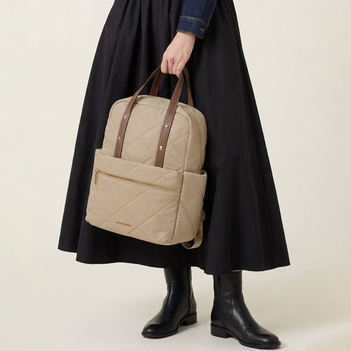 Cream Elara Quilted Backpack