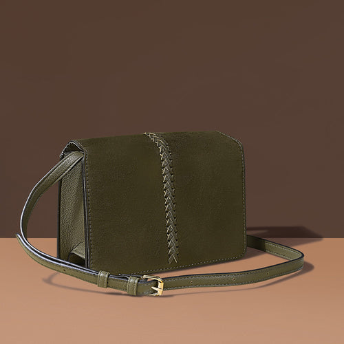 Accessorize London Women's Green Suede Stitch Detail Sling Bag