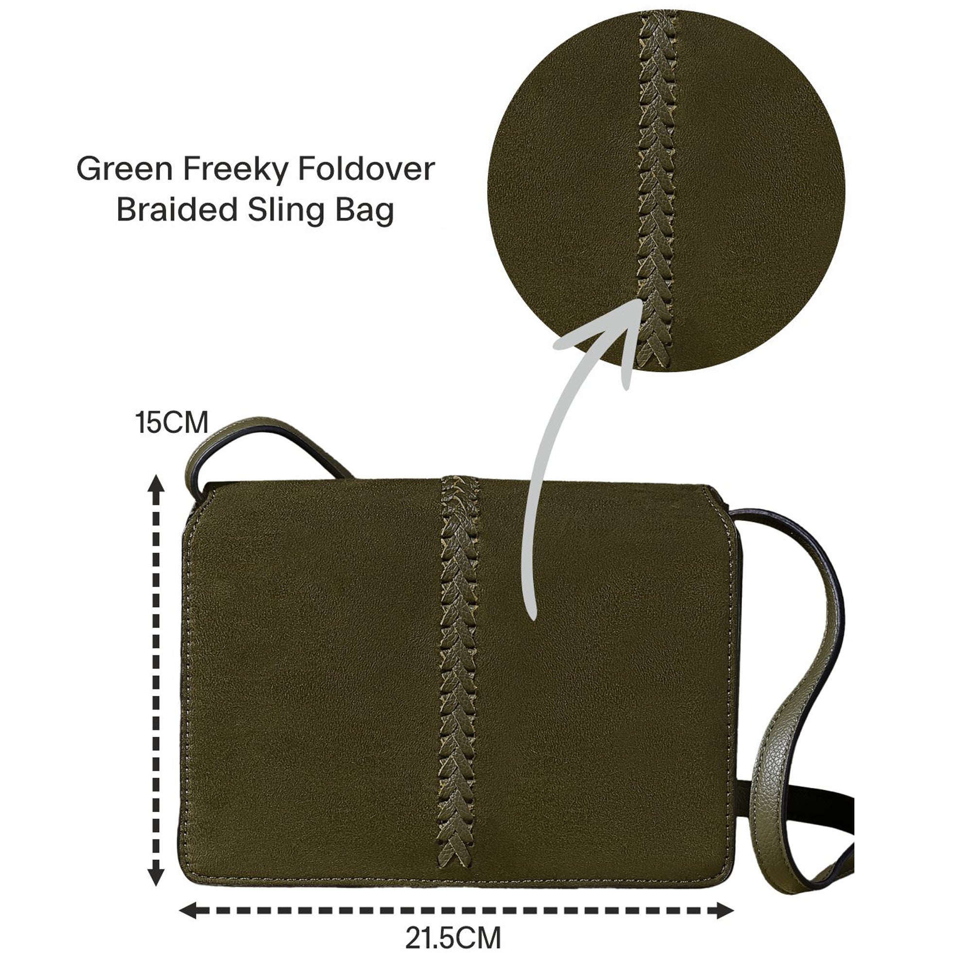 Green Suede Stitch Detail Sling Bag For Women - Accessorize India