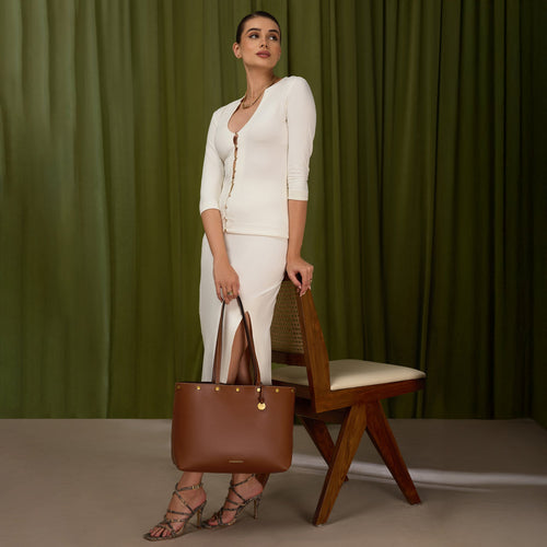 Brown Pam Studded Tote