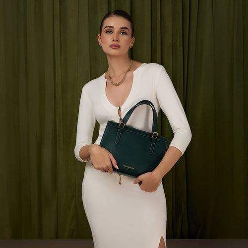 Green Dwight Contrast Stitch Handheld Bag