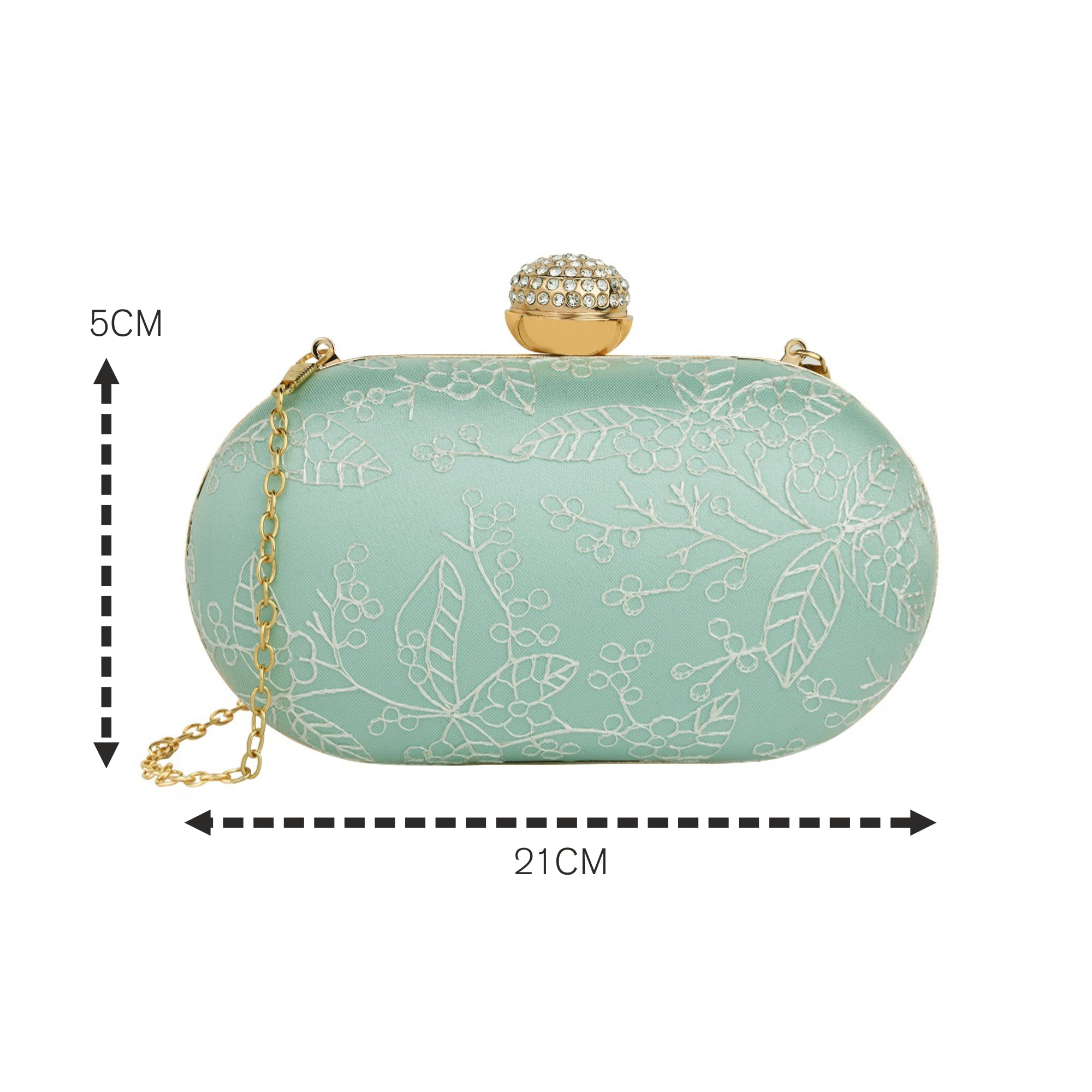 Women's Trendy Party Wear Embroidered Oval Clutch Purse