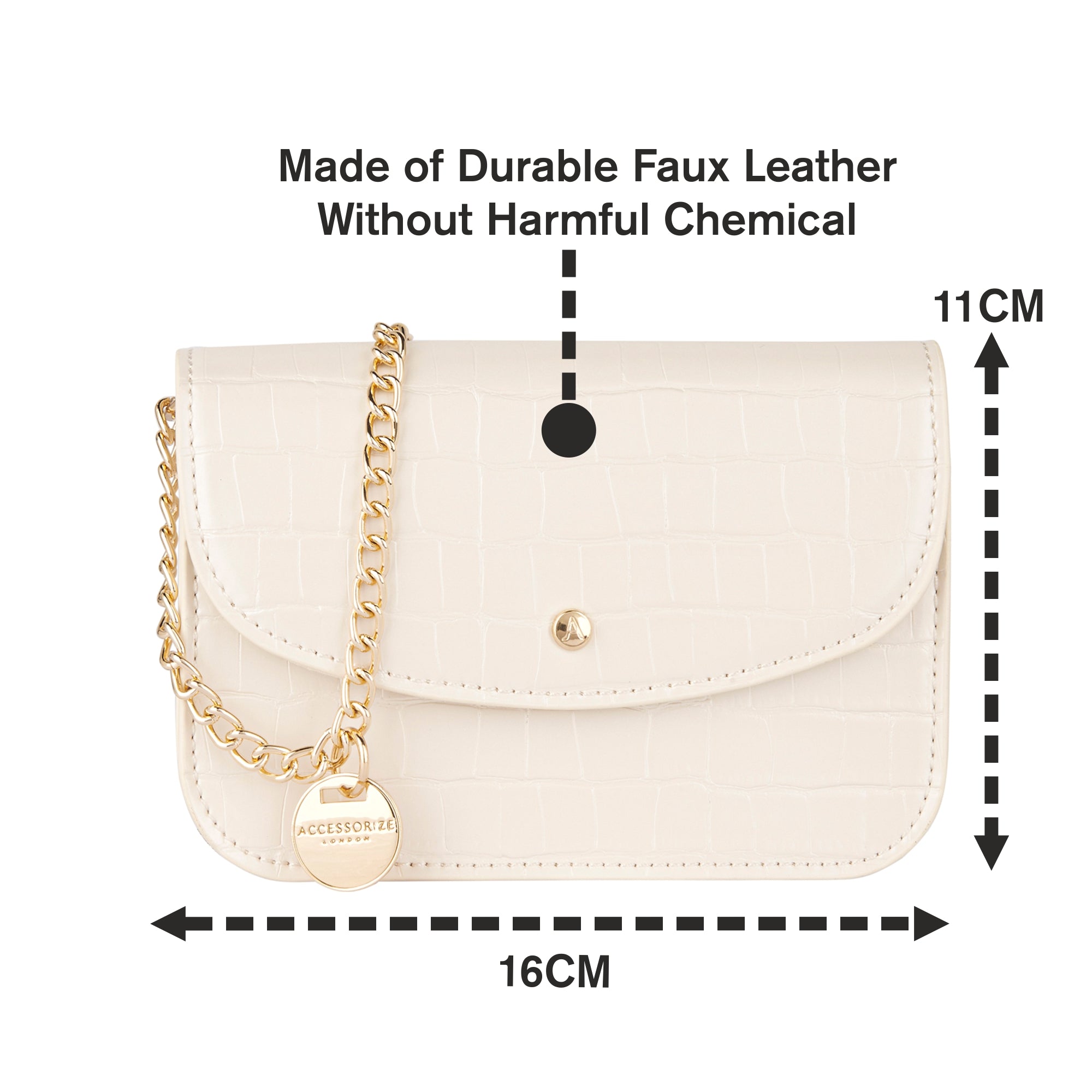 Accessorize London Women's Faux Leather Ivory Mini Purse Sling Bag