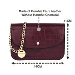 Women's Faux Leather Burgundy Mini Purse Sling Bag