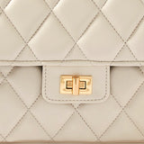 Accessorize London Women's Faux Leather White Quilted Sling bag