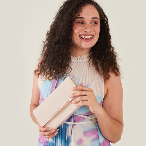 Accessorize London Women's Faux Leather Nude Patent Clutch