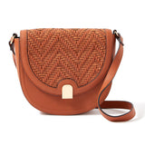 Accessorize London women's Faux Leather Brown Weave Sling bag