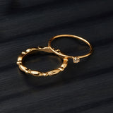 Accessorize London Women's Gold Set of 2 Crystal Marquise Band Ring Set-Medium