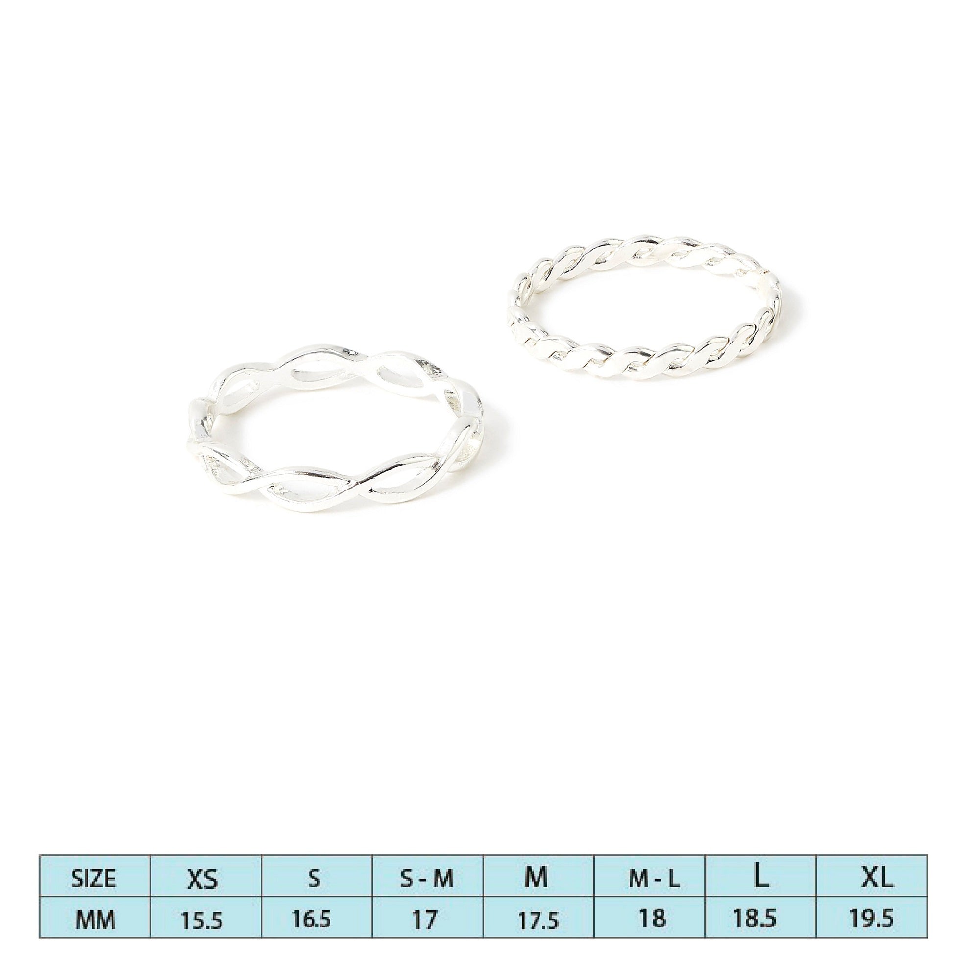 Accessorize London Women's Silver Set of 2 Crossover Band Ring