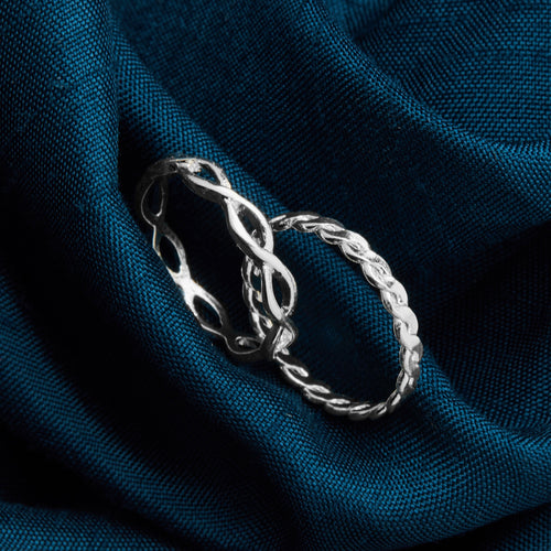Accessorize London Women's Silver Set of 2 Crossover Band Ring-Medium
