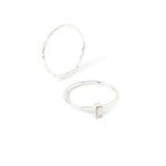 Accessorize London Women's Pack Of 2 Baguette Twist Stacking Rings Medium