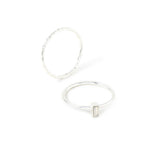 Accessorize London Women's Pack Of 2 Baguette Twist Stacking Rings Large