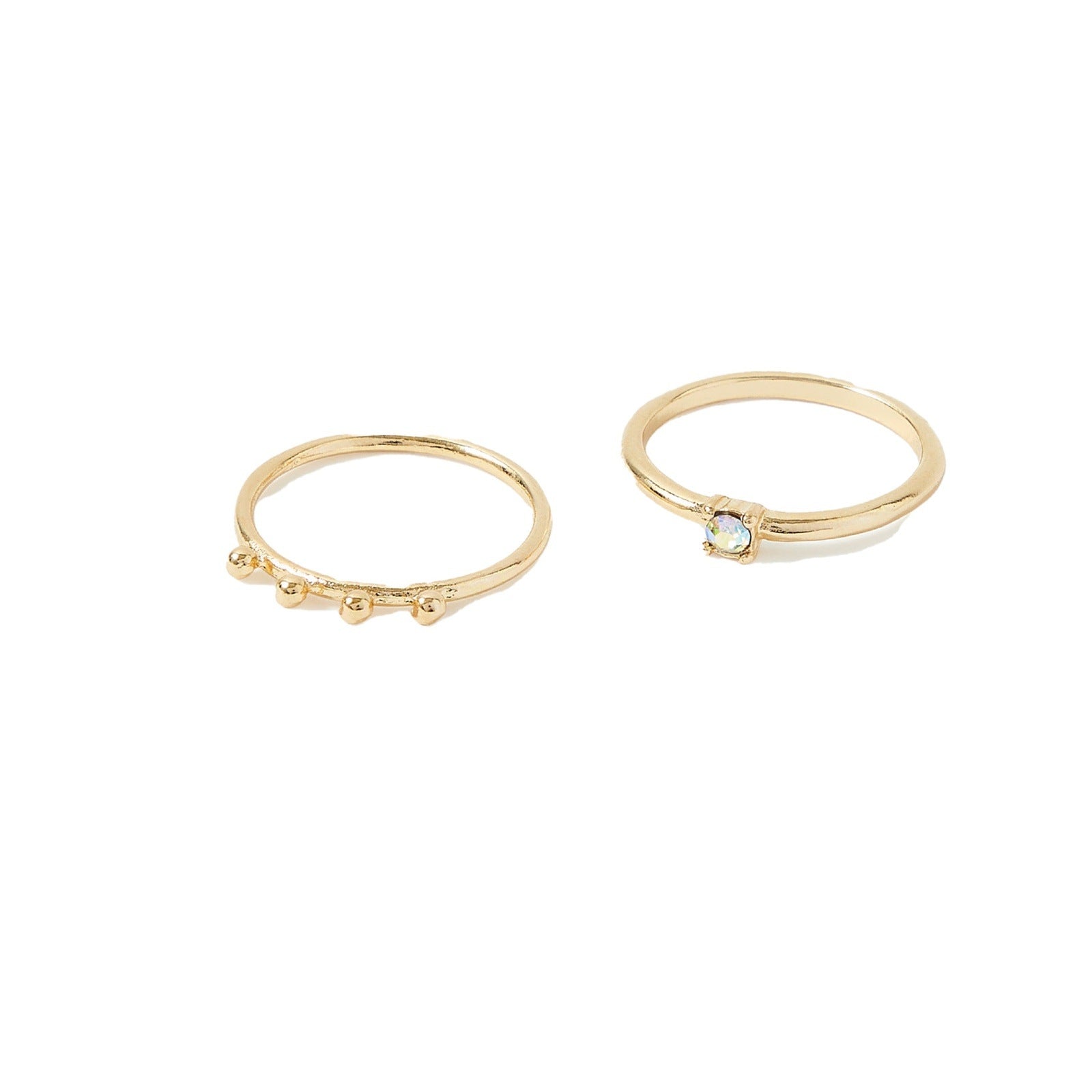 Accessorize London Women's Pack Of 2 Opal & Bobble Stacking Rings Small