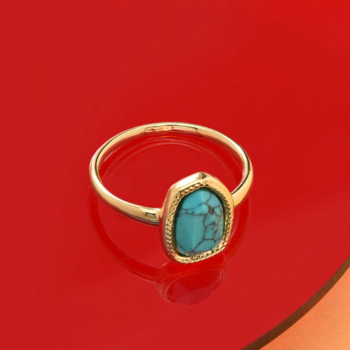 Real Gold Plated Irregular Healing Stone Ring Malachite For Women By Accessorize London-Large