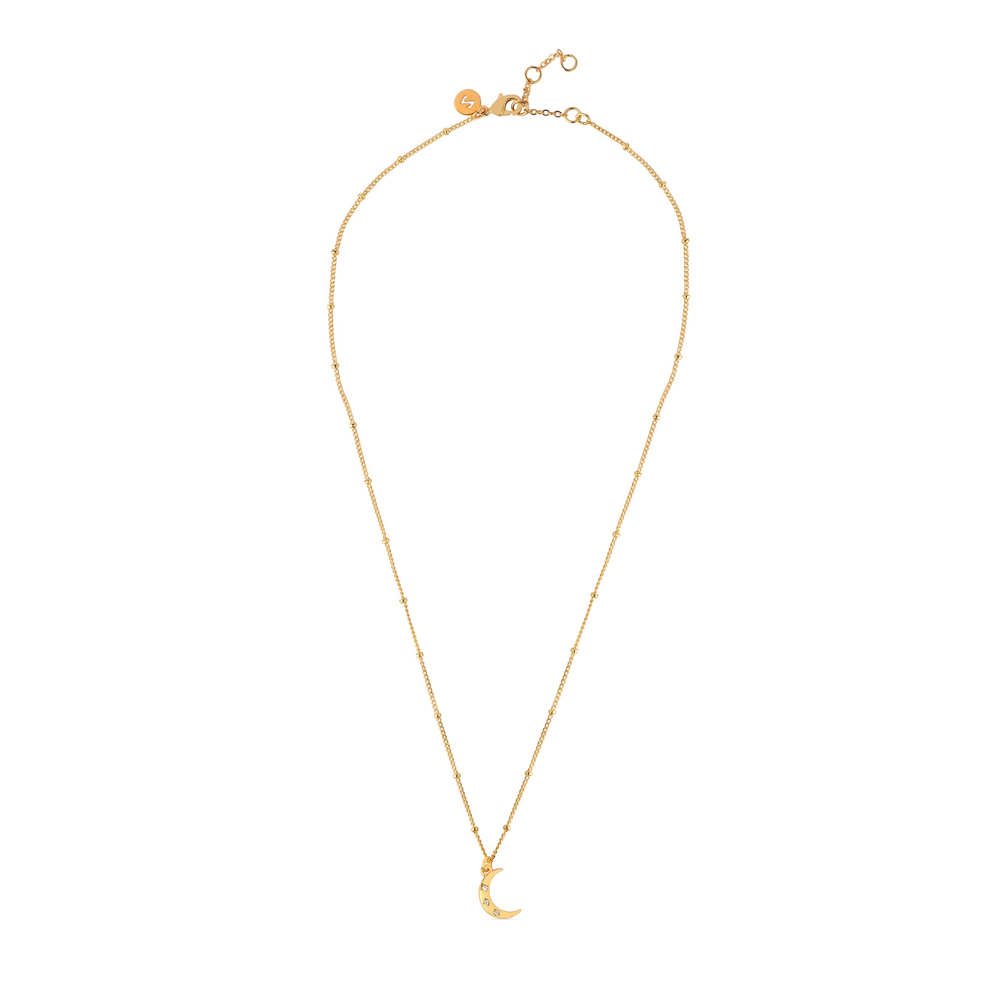 Real Gold Plated Z Boxed Sparkle Moon Pendant Necklace For Women By Accessorize London