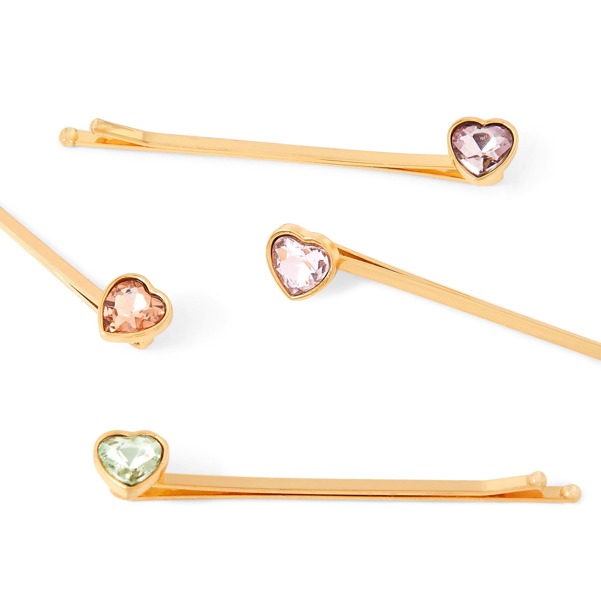 Accessorize London Women's Gold 4 Pack Gold Heart Diamante Slides