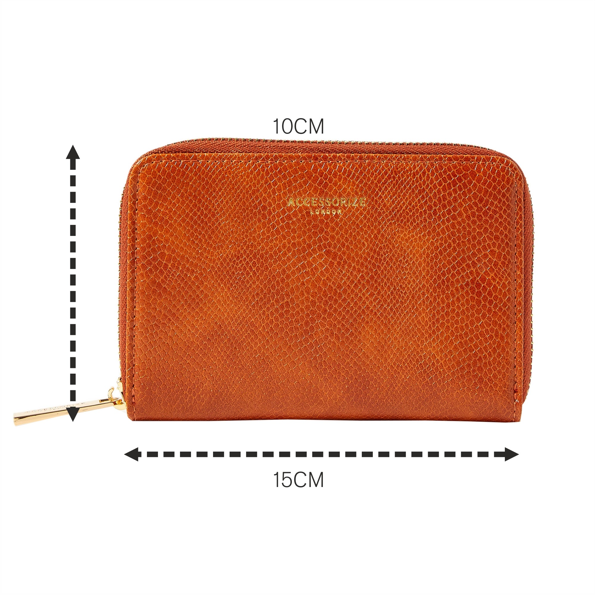 Accessorize London Women's Faux Leather Orange Mid Sized Zip Around Wallet