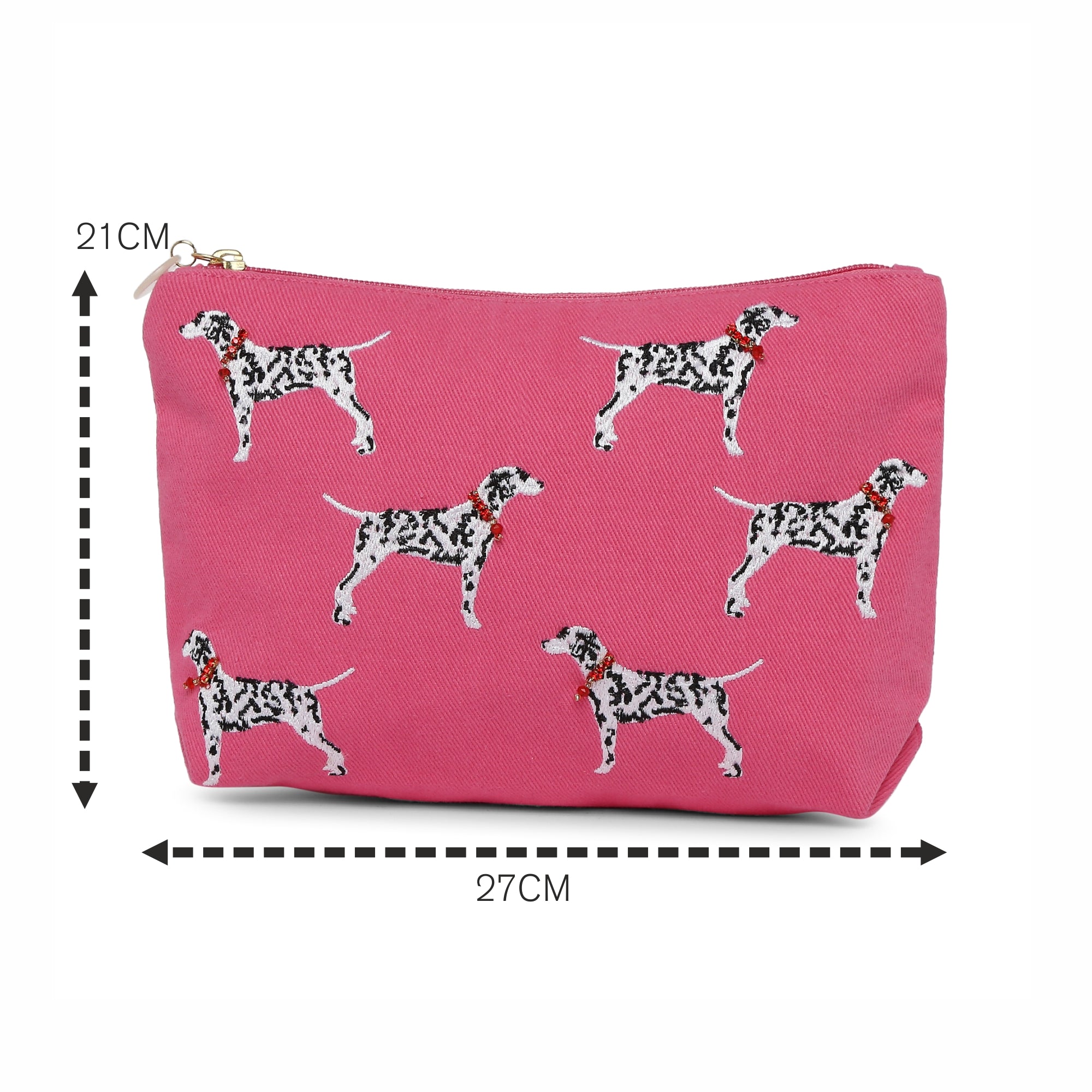 Accessorize London Women's Cotton Pink Dalmatian Large Make Up Bag