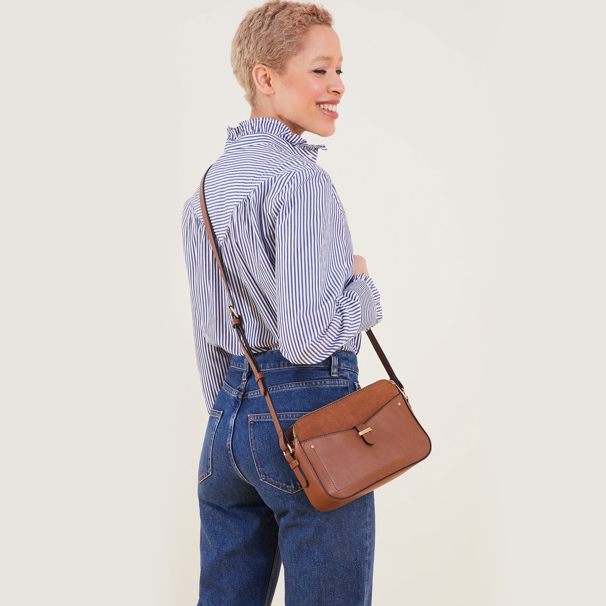 Accessorize London Women'S Faux Leather Tan Shelby Sling Bag