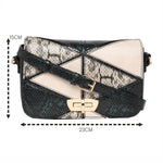 Accessorize London Women's Faux Leather Black & White Patchwork Snake Sling Bag