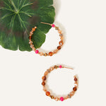 Accessorize London Women's Pink Small Pink Beaded Hoop Earring