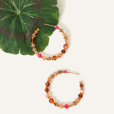 Accessorize London Women's Pink Small Pink Beaded Hoop Earring