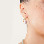 Accessorize London Women's Purple Raw Stones Huggie Hoop Earring Pack