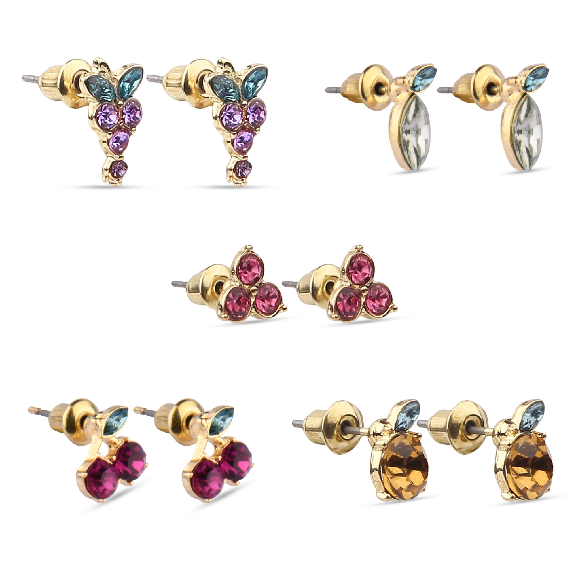 Accessorize London Women's Multi Fruit Stud Earring Pack