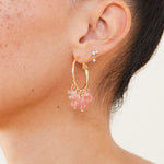 Accessorize London Women's Pink Raw Stone Statement Hoop Earring