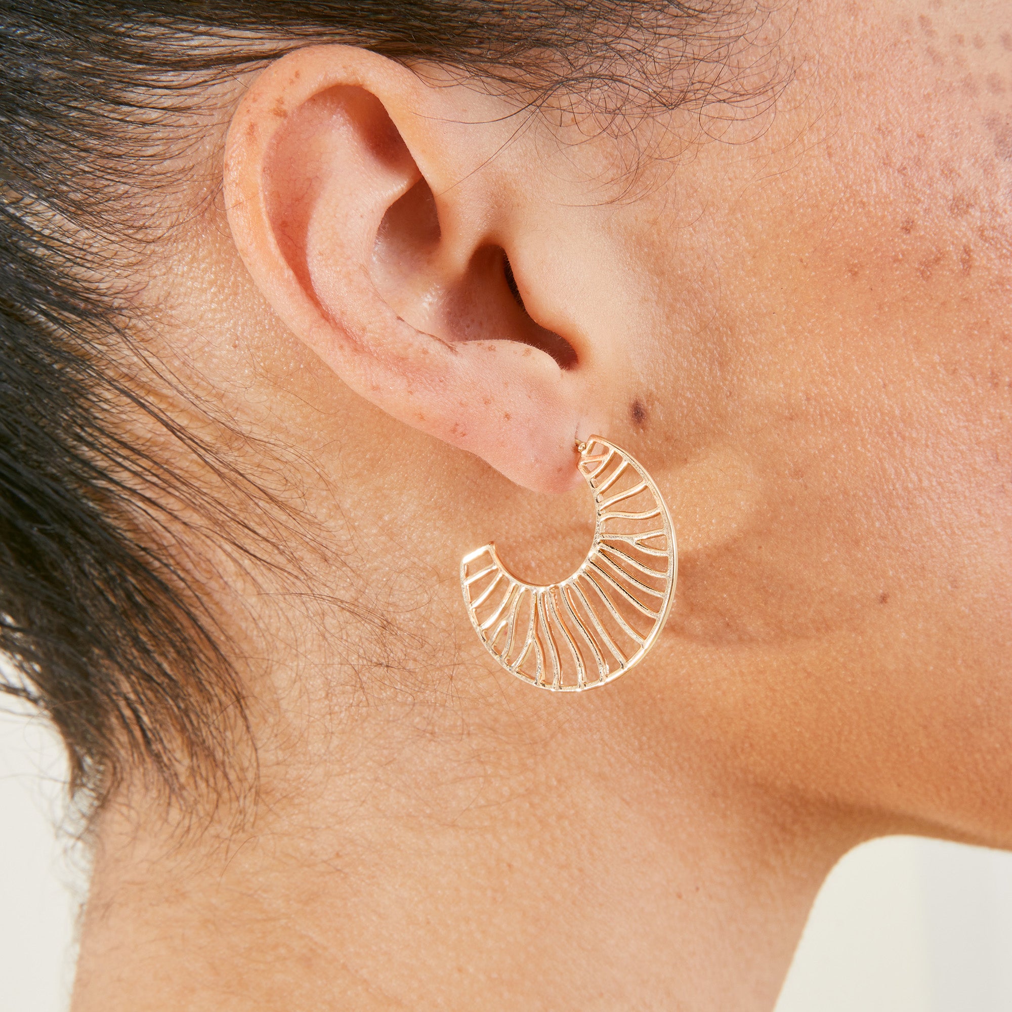 Accessorize London Women's Gold Cutout Crescent Hoop Earring