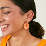 Accessorize London Women's Orange Raffia Overlay Hoop Earring