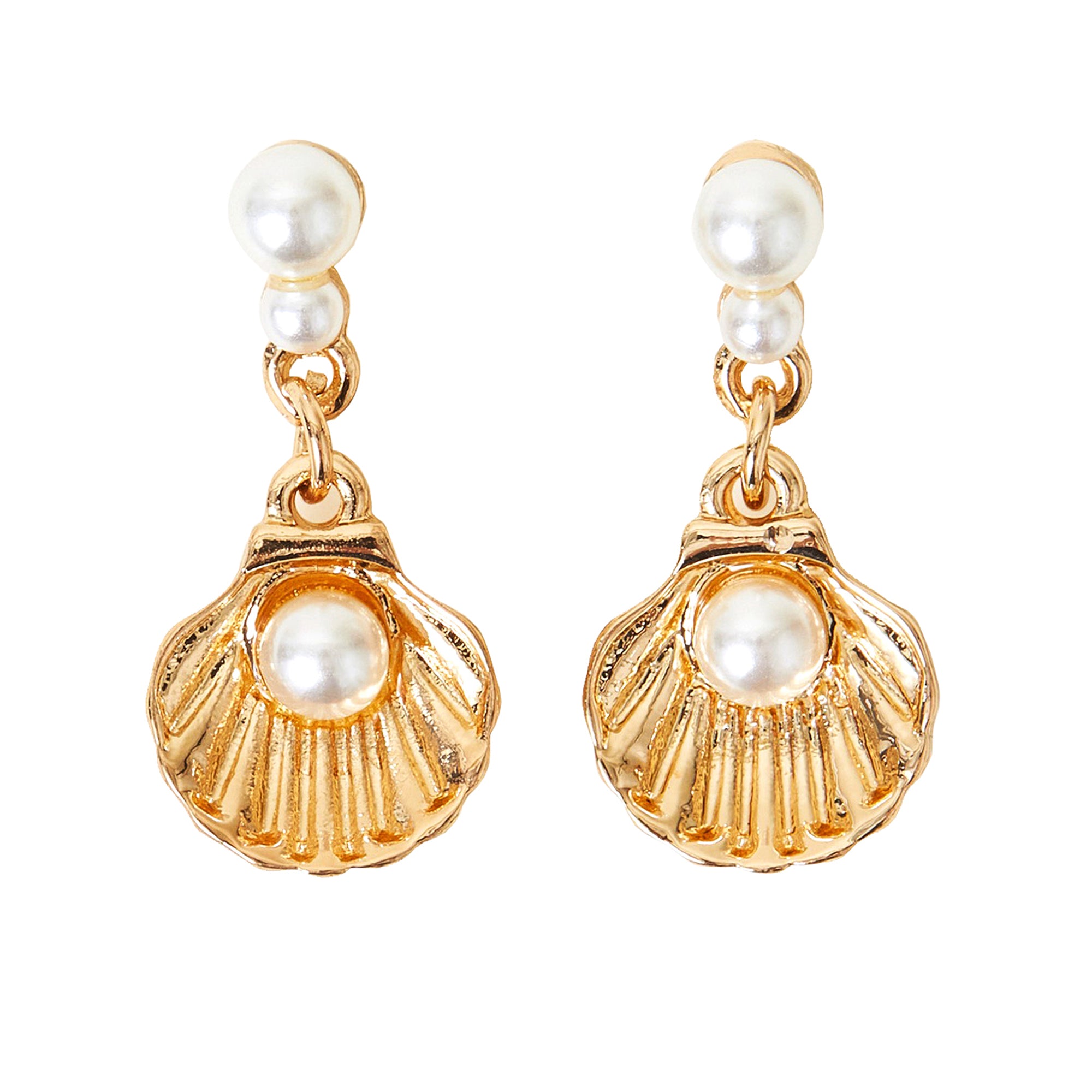 Pearl & Shell Short Drop Earrings