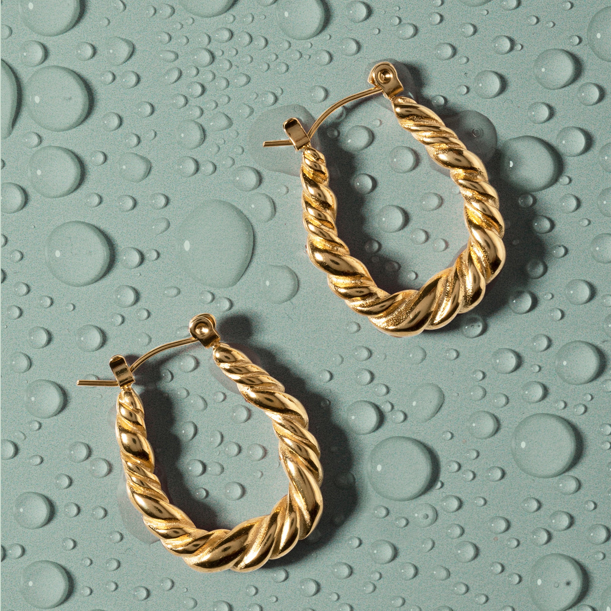 Accessorize London Women's Water Proof Gold Stainless Steel Croissant Oval Hoop Earrings