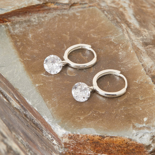 Sterling Silver Sparkle Charm Huggie Hoops