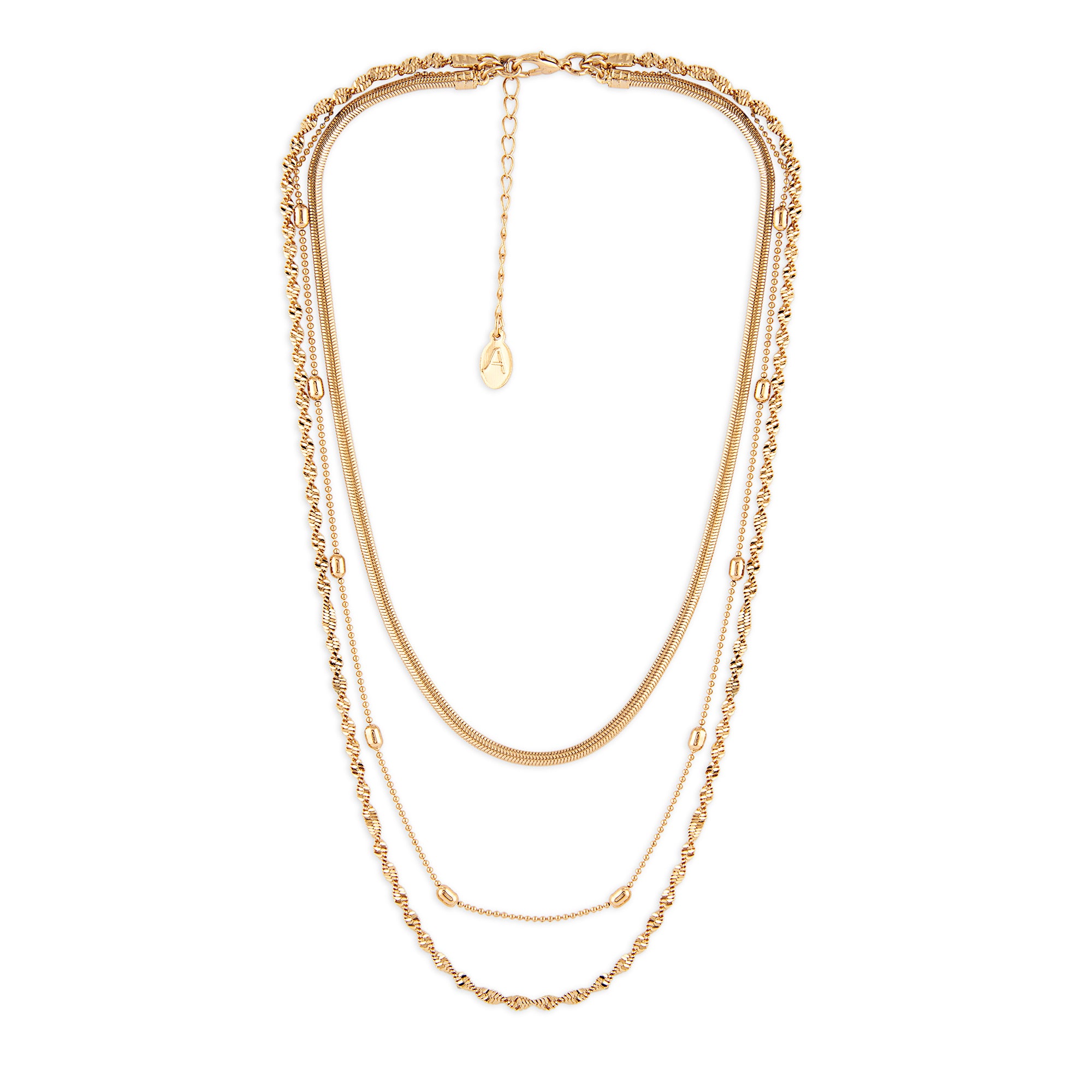Accessorize London Women's Gold 3 Pack Layered Twisted Chain Necklace