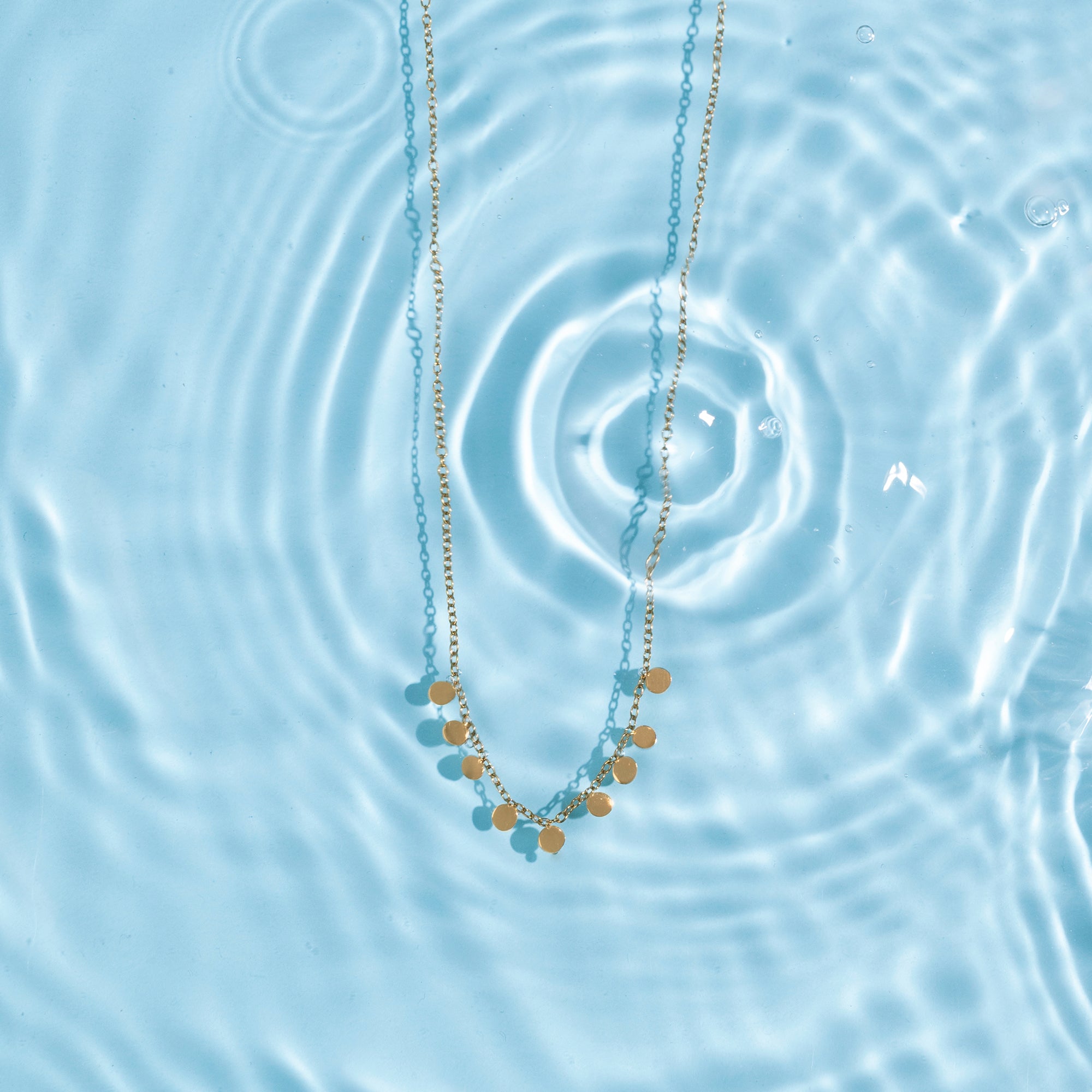 Accessorize London Women's Water Proof Gold Stainless Steel Tiny Disc Necklace